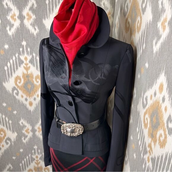 Ralph Lauren Fall 2020 Collection Black Silk Equestrian Jacquard Sylvia Jacket - Picture 6 of 16